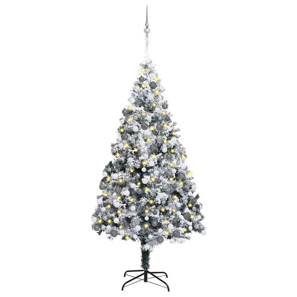 vidaXL Kunstig juletre med 300 LED grønn 180 cm PVC og Stål og Plast