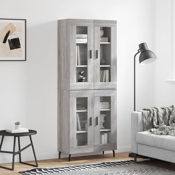 vidaXL Highboard gr&aring; sonoma 69,5x34x180 cm konstruert tre