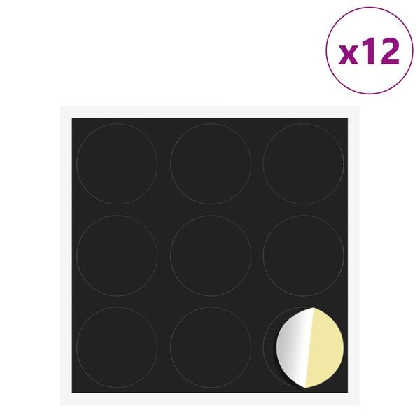 vidaXL Klebende skrue deksel 12 pcs Svart &Oslash; 20 x 0,5 mm Belagt papir