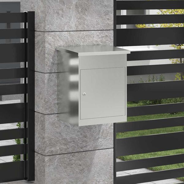 vidaXL Pakkeinnkast med d&oslash;r Svart 47.5 x 38 x 59 cm Galvanisert St&aring;l