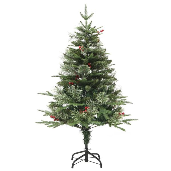 vidaXL Forh&aring;ndsbelyst juletre med kongler gr&oslash;nn 150 cm PVC og PE