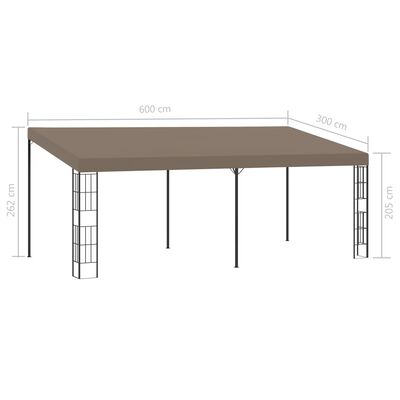 vidaXL Veggmontert paviljong 6x3 m gråbrun stoff