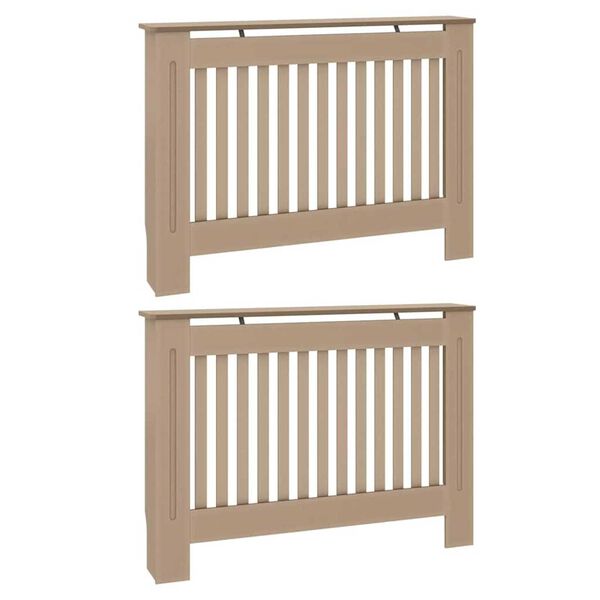 vidaXL Radiator Deksel 2 pcs Brun 112 x 19 x 81,5cm Konstruert tre