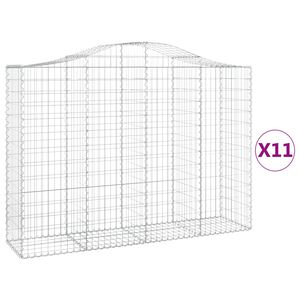 vidaXL Gabionkurver buede 11 stk 200x50x140/160 cm galvanisert jern
