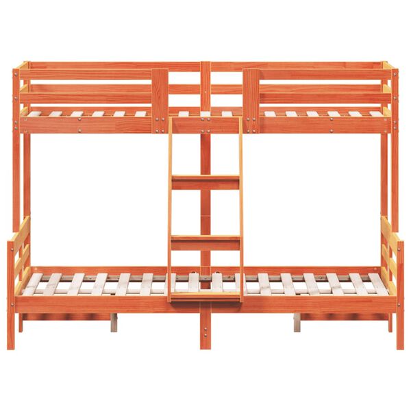 vidaXL Køyeseng 90x200/120x200 cm voksbrun heltre furu