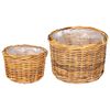 vidaXL Plantekurv med lagring 2 stk. Naturlig brun Kubu Rattan
