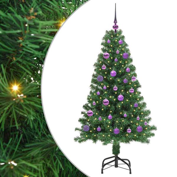 vidaXL Kunstig juletre med 150 LED gr&oslash;nn 150 cm PVC og St&aring;l og Plast