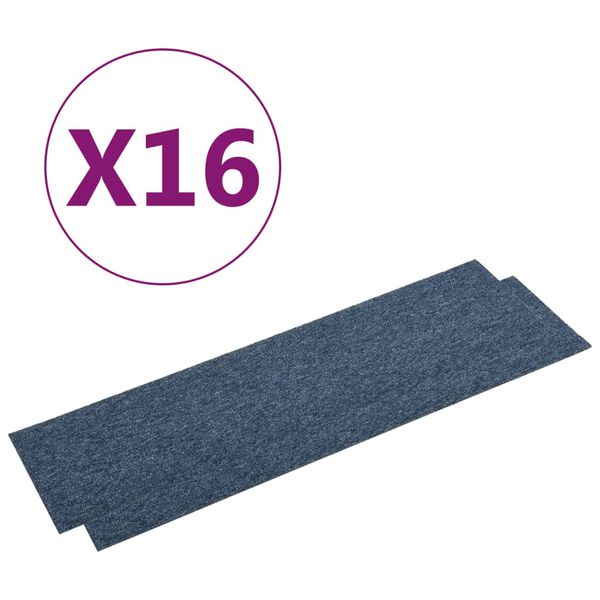 vidaXL Teppefliser gulv 16 stk 4 m&sup2; 25x100 cm bl&aring;