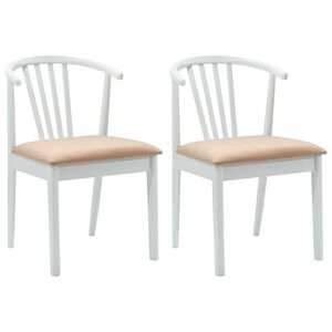 vidaXL Spisestuestol 2 stk. Solid Gummitre Hvit og Brun
