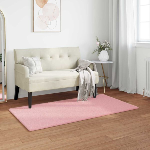 vidaXL Kunstpels Kanin Teppe Olite Rosa 80 x 150 cm Polyester