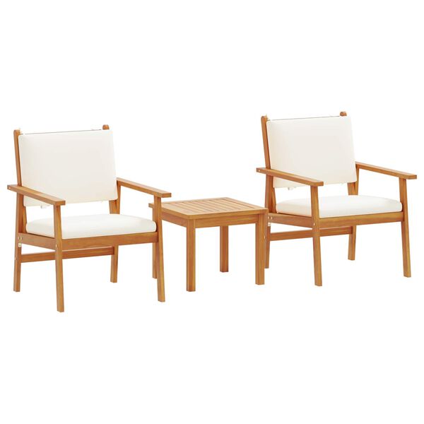 vidaXL Hagesofa Set med pute 3 pcs Brun Massivt akasietre