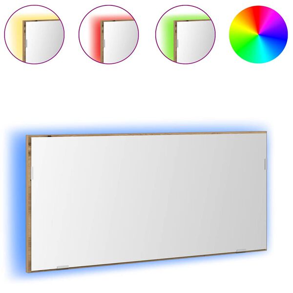 vidaXL Speil med speil artisan eik 80 x 37 cm Glass og konstruert tre