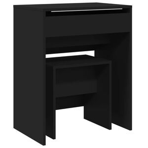 vidaXL Sminkebord med krakk svart 60x40x113,5 cm