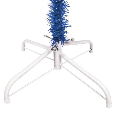 vidaXL Slankt juletre med LED og kulesett blå 120 cm