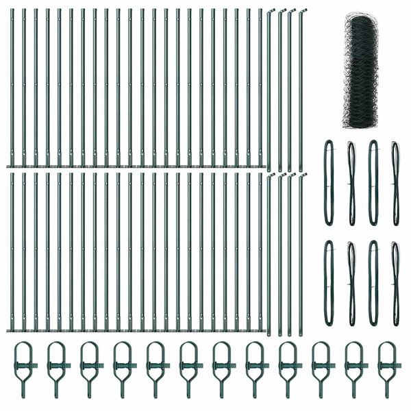 vidaXL Gjerdep&aring;le gr&oslash;nn 100 x 0,5 m (36 mm netting) St&aring;l og PVC