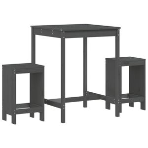 vidaXL Hagebarsett 3 deler grå heltre furu