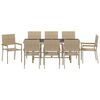 vidaXL Hage Spisegruppe 9 pcs Beige polyrotting