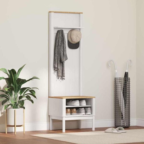 vidaXL Gangskap med hylle FLORO Hvit 50 x 40 x 158 cm Massiv furu
