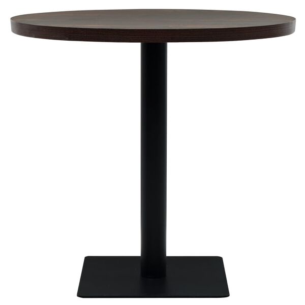 vidaXL Bistrobord MDF og st&aring;l rund 80x75 cm m&oslash;rk aske