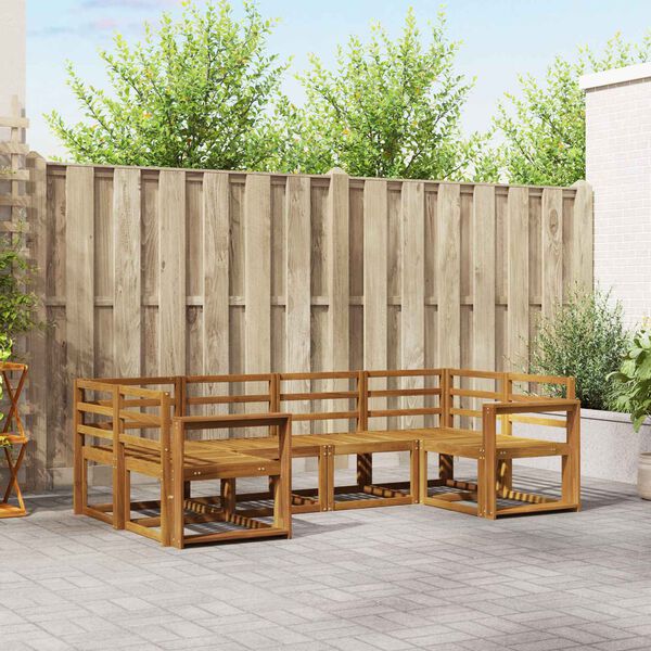 vidaXL Utend&oslash;rs sofa-sett 6 pcs Naturlig Solid akasietre