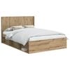 vidaXL Sengramme med oppbevaring og hodegavl Artisan eik 150 x 200 cm