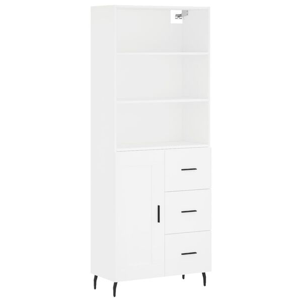 vidaXL Highboard hvit 69,5x34x180 cm konstruert tre