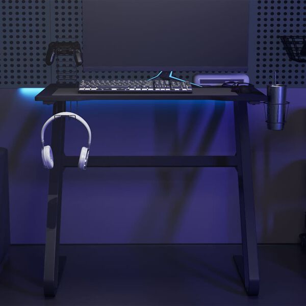 vidaXL Gamingbord med ZZ-formede ben svart 90x60x75 cm