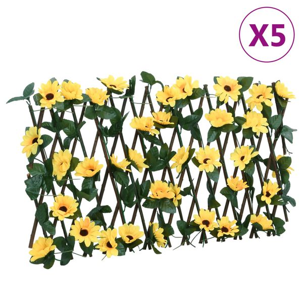 vidaXL Utvidbart espalier med kunstig eføy 5 stk gul 180x20 cm