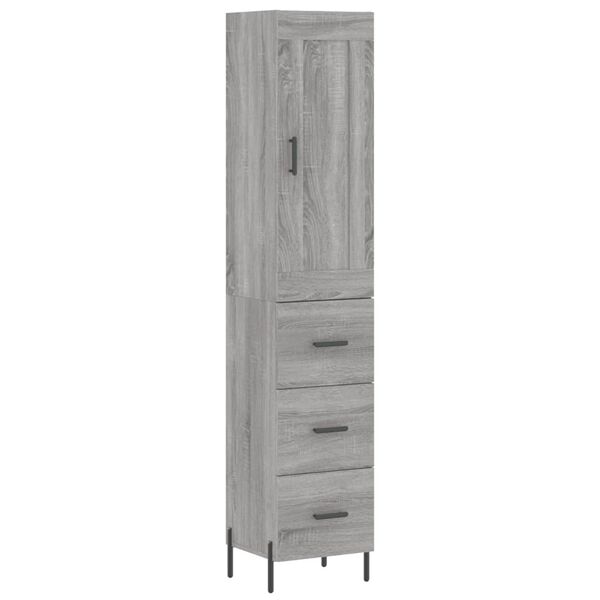 vidaXL Highboard gr&aring; sonoma 34,5x34x180 cm konstruert tre