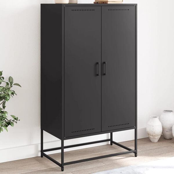 vidaXL Highboard svart 68,5x38,5x123,5 cm stål