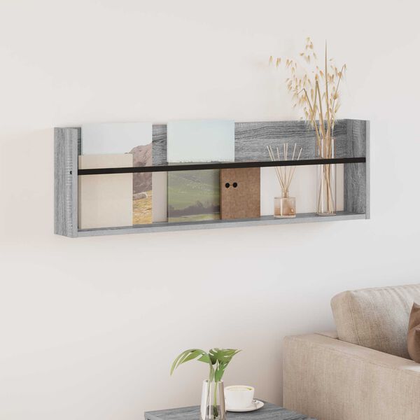 vidaXL Magasinreol Gr&aring; Sonoma 100 x 12 x 30 cm Konstruert tre