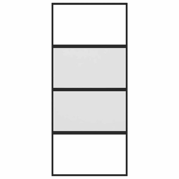 vidaXL Skyvedør svart 90x205 cm herdet glass og aluminium