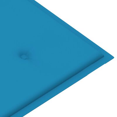 vidaXL Hagebenk med blå pute 120 cm heltre teak