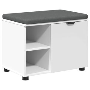 vidaXL Gangbenk Hvit 60 x 38 x 46 cm Konstruert treverk og stoff