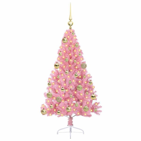 vidaXL Kunstig Forh&aring;ndsopplyst Juletre med 150 LED Rosa 120 cm PVC