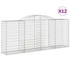 vidaXL Gabionkurver buede 12 stk 300x50x120/140 cm galvanisert jern