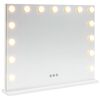 vidaXL LED Sminkespeil Hvit 58 x 10 x 47 cm Glass og St&aring;l