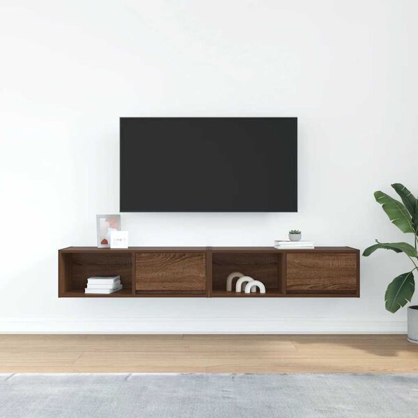 vidaXL TV-benker 2 stk brun eik 80x31x25,5 cm konstruert tre