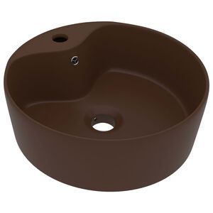 vidaXL Luksuri&oslash;s servant med overl&oslash;p matt m&oslash;rkebrun 36x13 cm keramisk