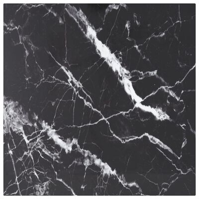 vidaXL Bordplate svart 50x50 cm 6 mm herdet glass med marmor design