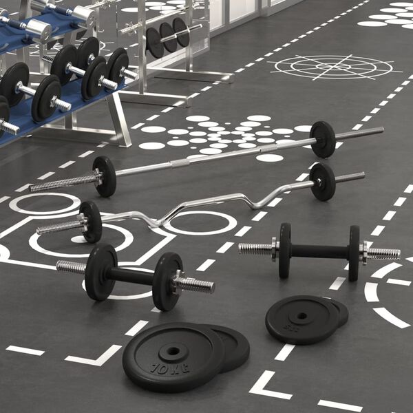 vidaXL Vektstang og manual med skiver 60 kg st&oslash;pejern