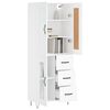 vidaXL Highboard hvit 69,5x34x180 cm konstruert tre