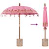 vidaXL Balinesisk Parasol 260 Rosa 210-220 cm Bomull og solid tre
