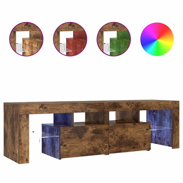 vidaXL TV-benk med LED-lys r&oslash;kt eik 140x36,5x40 cm