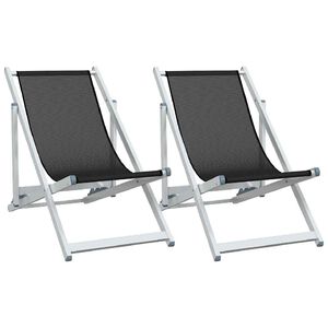 vidaXL Klappstoler 2 stk. svart aluminium og textilene