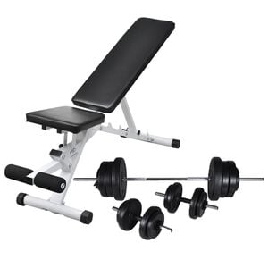 vidaXL Treningsbenk med vektstang og manualsett 60,5 kg