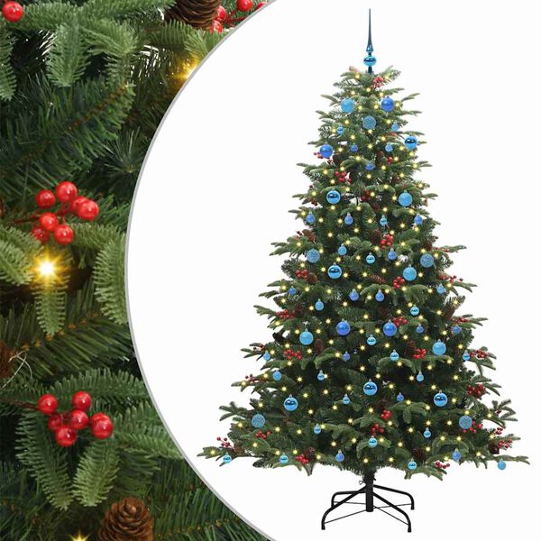 vidaXL Kunstig juletre med 300 LED gr&oslash;nn 210 cm PVC og Metall og Plast
