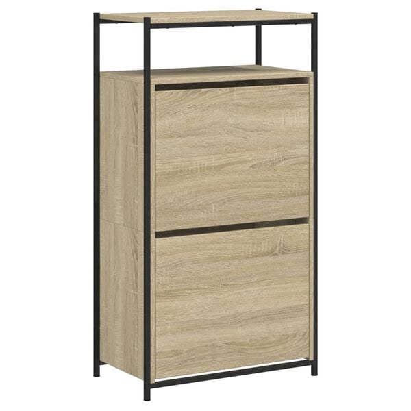 vidaXL Skoskap sonoma eik 60x34x112 cm konstruert tre