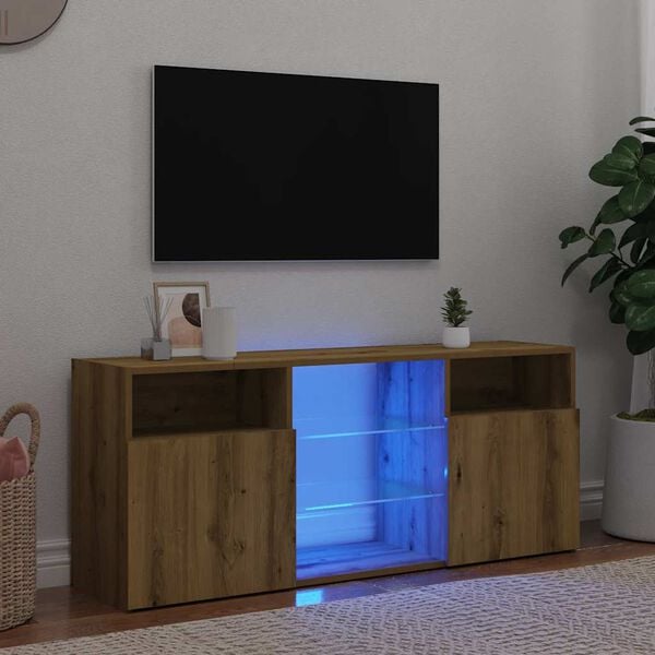 vidaXL TV-benk med LED-lys artisan eik 120x30x50 cm konstruert tre