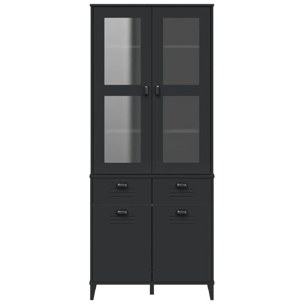 vidaXL Highboard VIKEN svart 80x40x190 cm heltre furu